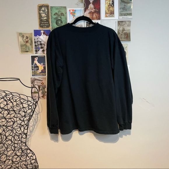 VINTAGE METALLIC GLITTER SPARKLE SAFARI WILD ANIMALS BIG CAT SWEATSHIRT BLACK L - Picture 3 of 5